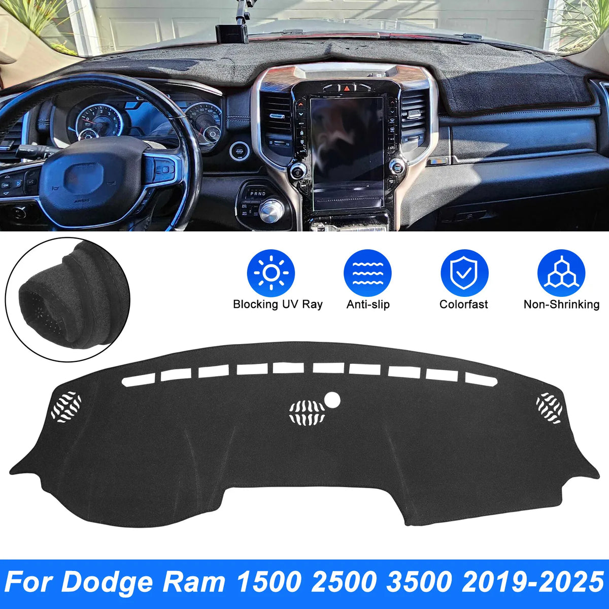 Anti-Slip Dashboard Cover for 2019–2025 Ram 1500/2500/3500