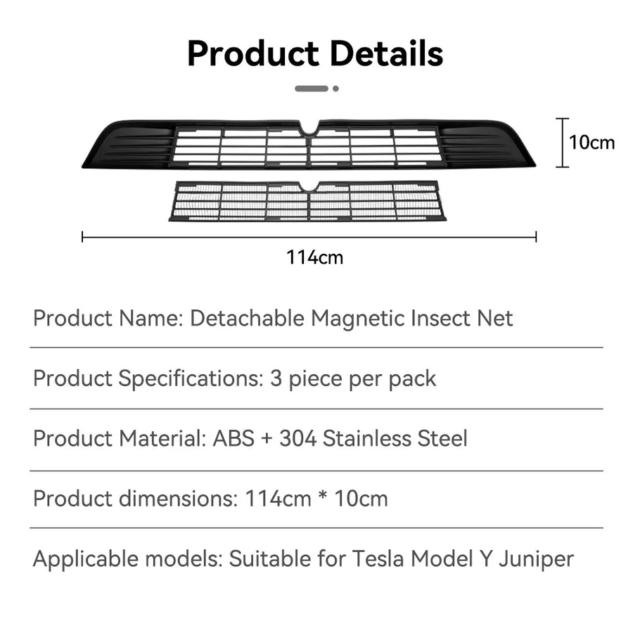 Front Bumper Insect Screen for Tesla Model Y Juniper 2025-2026