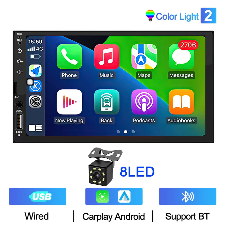 7-Inch Double-DIN CarPlay and Android Auto Touchscreen Receiver