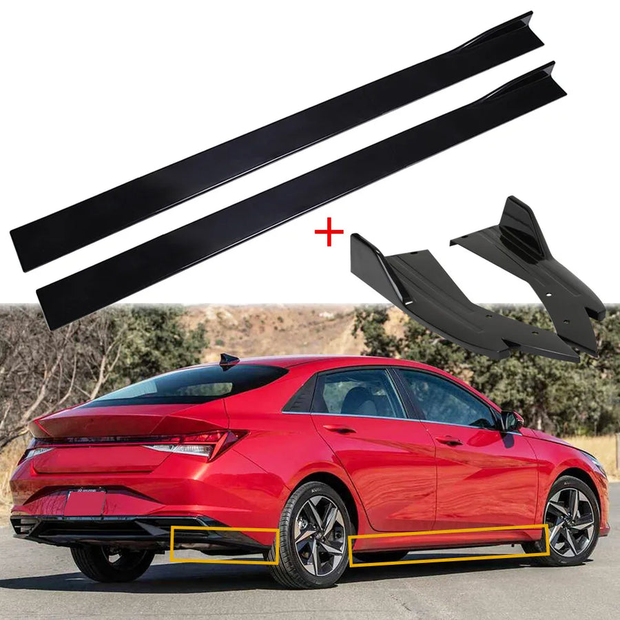Gloss Black Side Skirt Extension Set for Hyundai Elantra