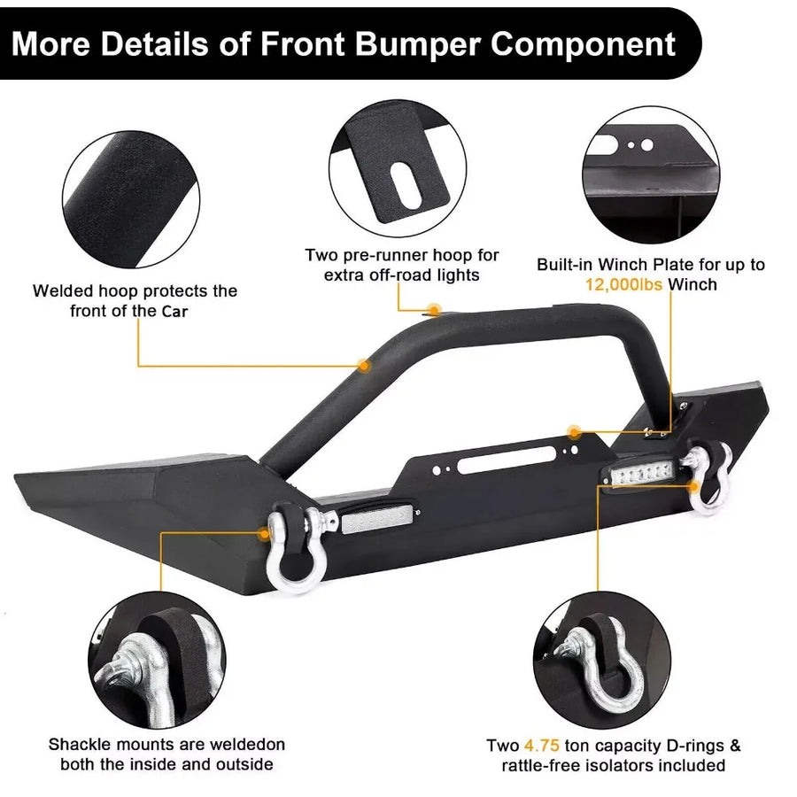 Steel Front & Rear Bumper Set – 1987–2006 Jeep Wrangler YJ/TJ