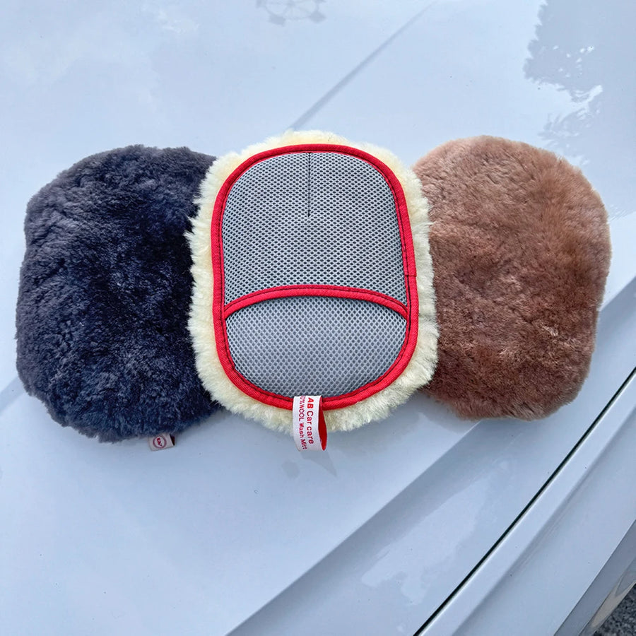 Wool Car Wash Mitt - Purple, Off-White or Brown