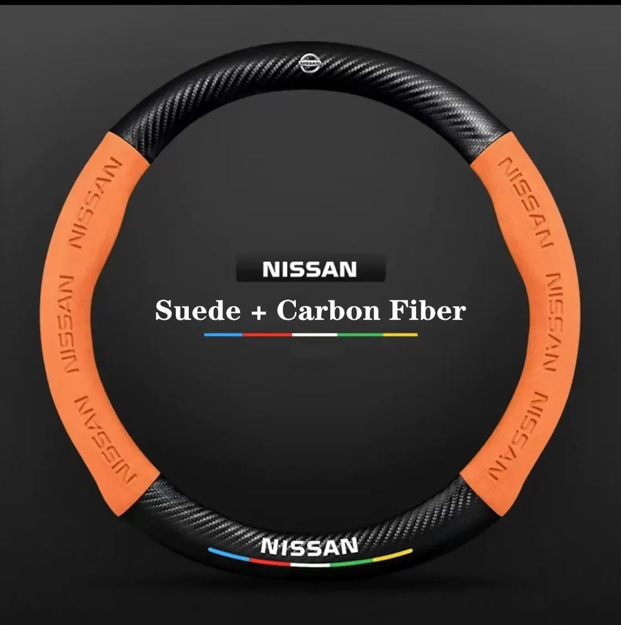 Carbon-Fiber-Style Steering Wheel Cover for Nissan – 37–38 cm
