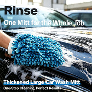 XL Blue Double-Sided Chenille Car Wash Mitt