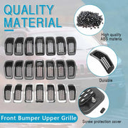 7-Piece Black Front Bumper Upper Grille ABS Plastic for Jeep Cherokee 2014 2015 2016 2017 2018