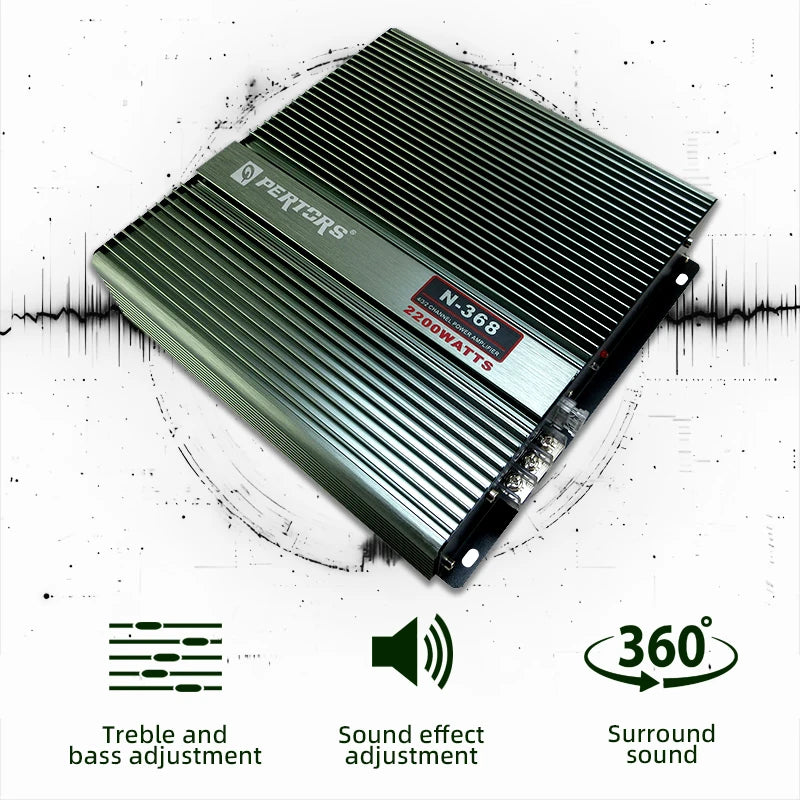 2-Channel Class AB 2200W Car Audio Amplifier