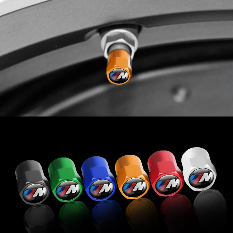4-Piece M Style Metal Tire Valve Stem Caps for BMW Vehicles