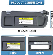 Passenger Right Side Sun Visor Dark Gray 83230-SNA-A01ZA for 2006-2011 Honda Civic