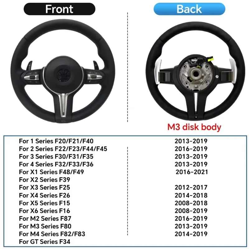BMW E/F-Series Full-Leather Steering Wheel with Paddles – M3/M5 Styles