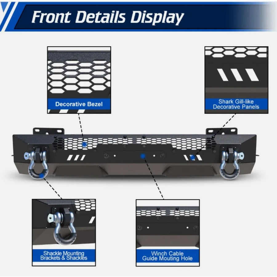 Steel Center Front Bumper with D-Rings for 2022–2026 Toyota Tundra