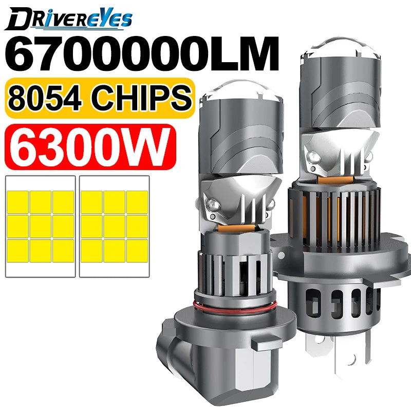 H4/H7/H11/9005/9006/9012 LED Headlight Bulb – 6000K, CANBUS, Projector-Compatible