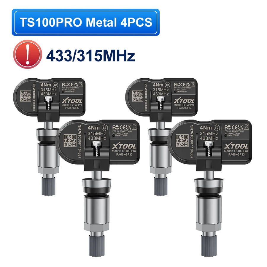 Xtool Ts100pro Sensor 2 In 1 315MHz 433MHz 4 Pieces Metal TPMS Ts100 Sensor Automotive Tire Repair Tools Programming Ts100