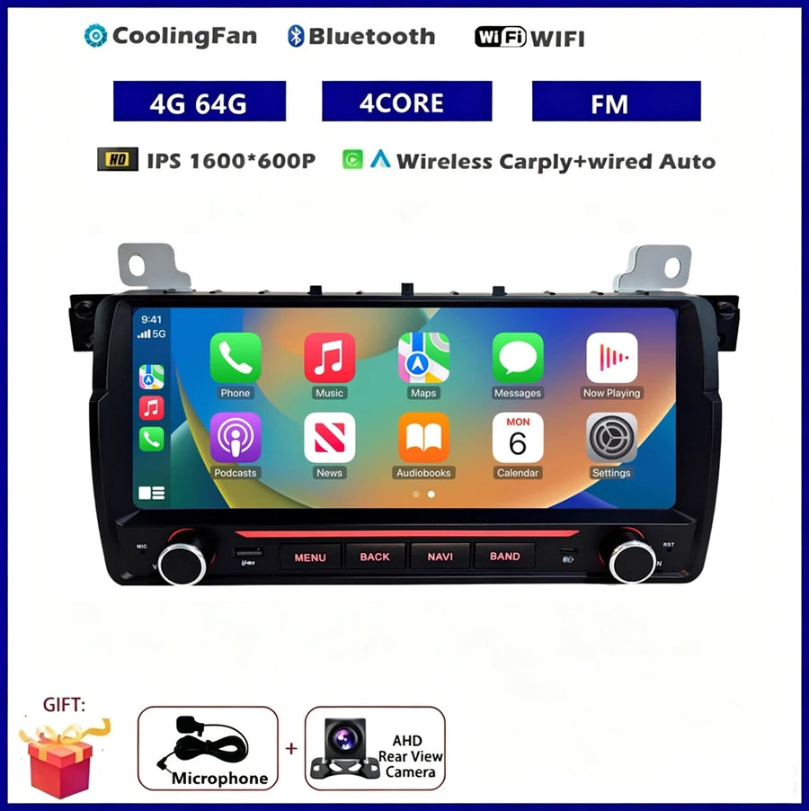 9.7-Inch Wireless CarPlay/Android Auto Radio for BMW E46