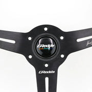 GReddy-Style 350 mm Suede & Leather Steering Wheel – Tri-Color Stitch