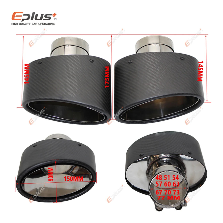 Universal Angled Oval Carbon-Fiber & Stainless Steel Exhaust Tip