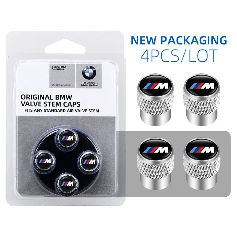 BMW M 50th-Style Aluminum Tire Valve Caps – 4-Piece Set