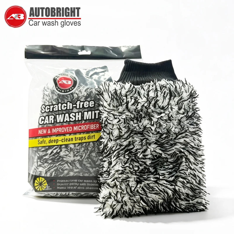 Thick Double-Sided Microfiber Car Wash Mitt, 22 x 19 cm