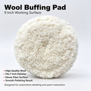 Rolled-Wool Polishing Pad, 9-Inch Face / 7-Inch Backing