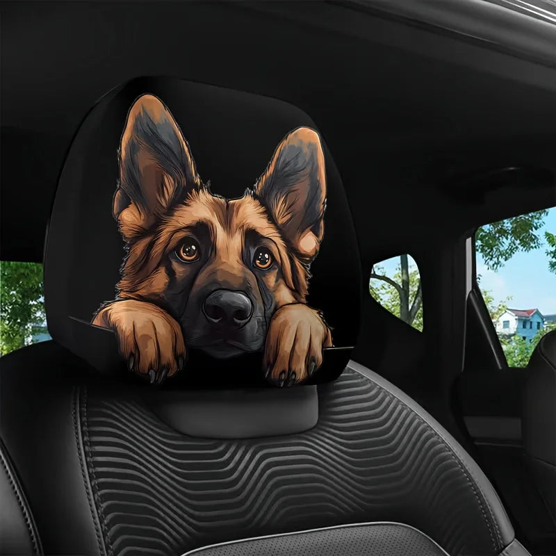 2-Piece Border Collie Sheepdog Print Universal Car Headrest Covers