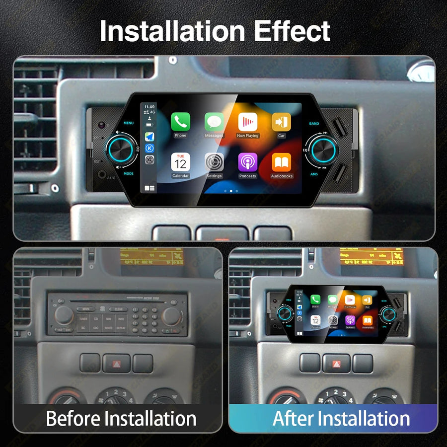 5-Inch 1-DIN CarPlay and Android Auto Touchscreen Car Stereo