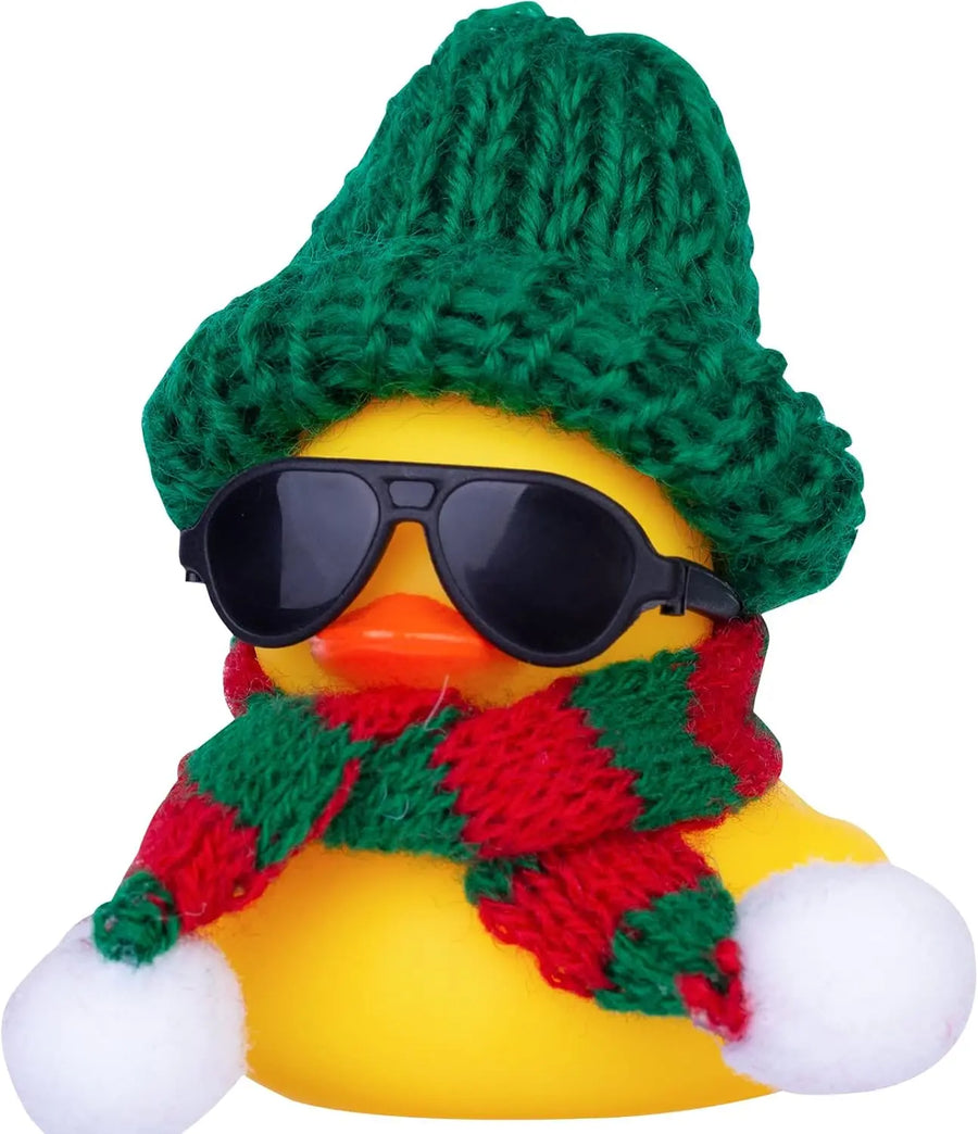 Rubber Duck Dashboard Ornament with Heart Hat and Scarf