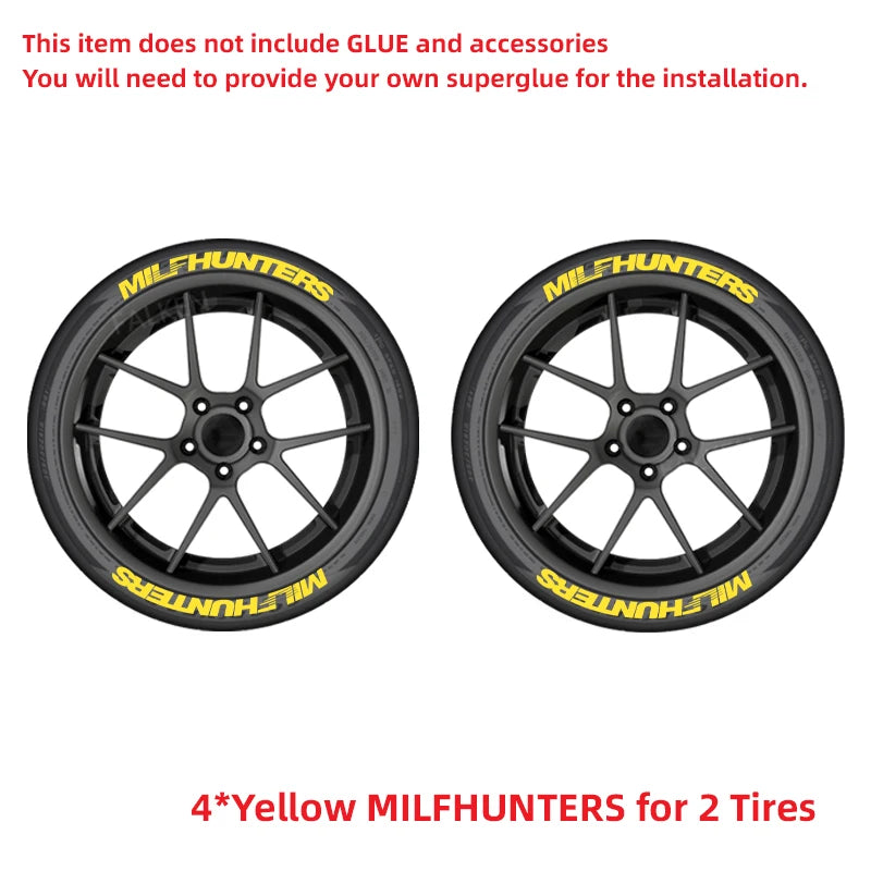 4-Piece 3D PVC Tire Letter Decal Set