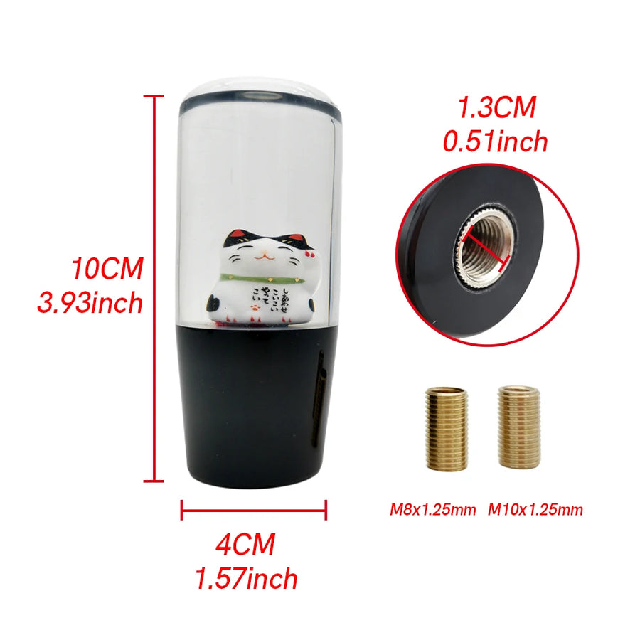 Lucky Cat Resin Manual Shift Knob with Thread Adapters