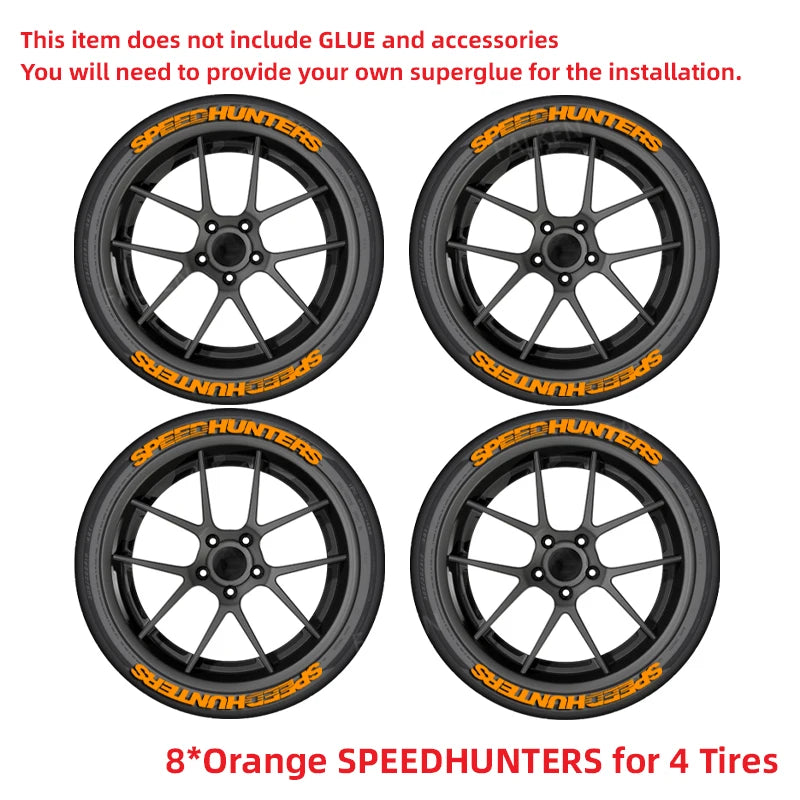 Orange Racing-Style 3D Tire Letter Decal Set