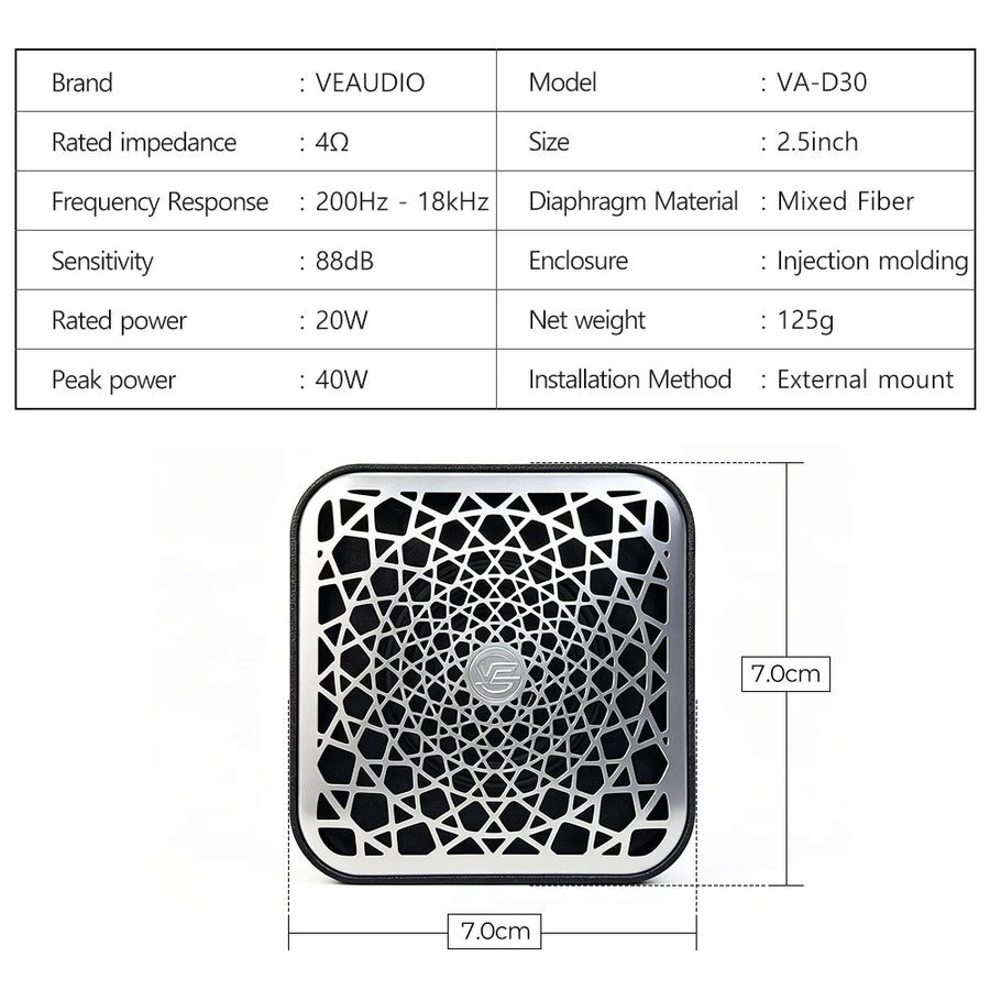 VA-D30 Wide-Frequency Car Center Speaker and Tweeter