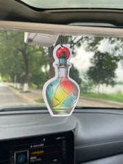 Colorful Rainbow Glass Perfume Bottle Hanging Car Air Freshener