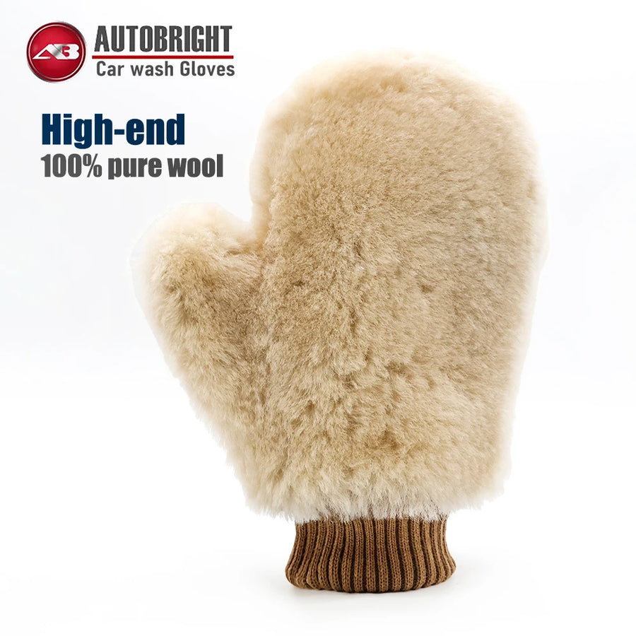 Double-Sided Wool Car Wash Mitt, 28 x 22 cm