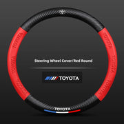 Carbon Fiber-Pattern Leather Steering Wheel Cover for Toyota Vehicles