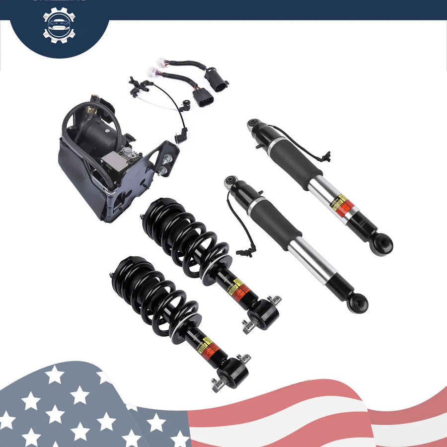 Front Strut, Rear Shock & Air Compressor Kit for Escalade, Tahoe & Yukon 2015-2020