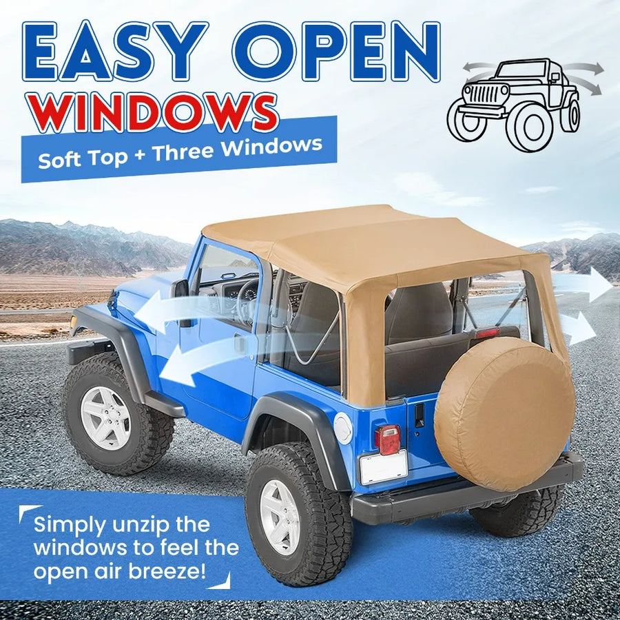 Replacement Soft Top with Tinted Windows for 1997–2006 Jeep Wrangler TJ