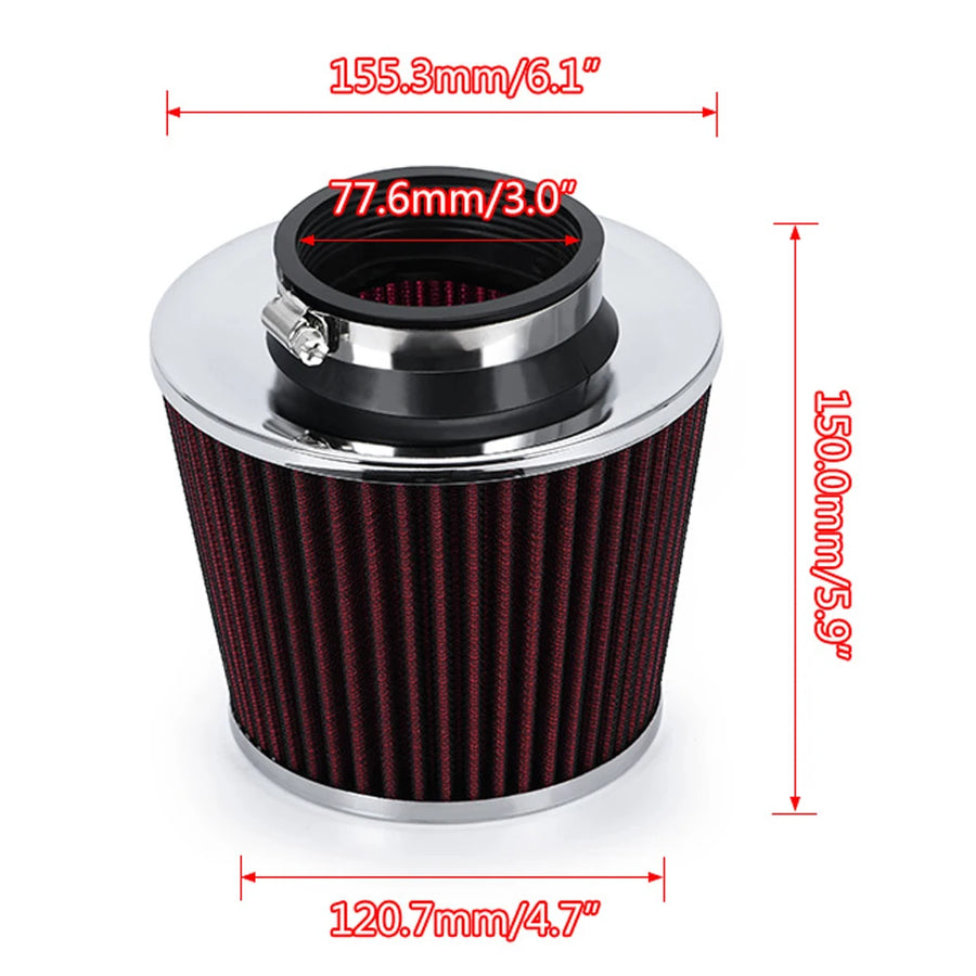 3" 76MM Universal Cold Air Intake Filter