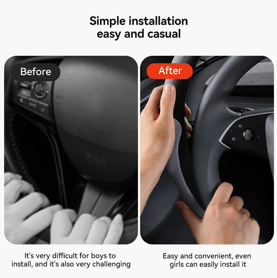 Leather Steering Wheel Cover for Tesla Model 3/Y Highland and Juniper