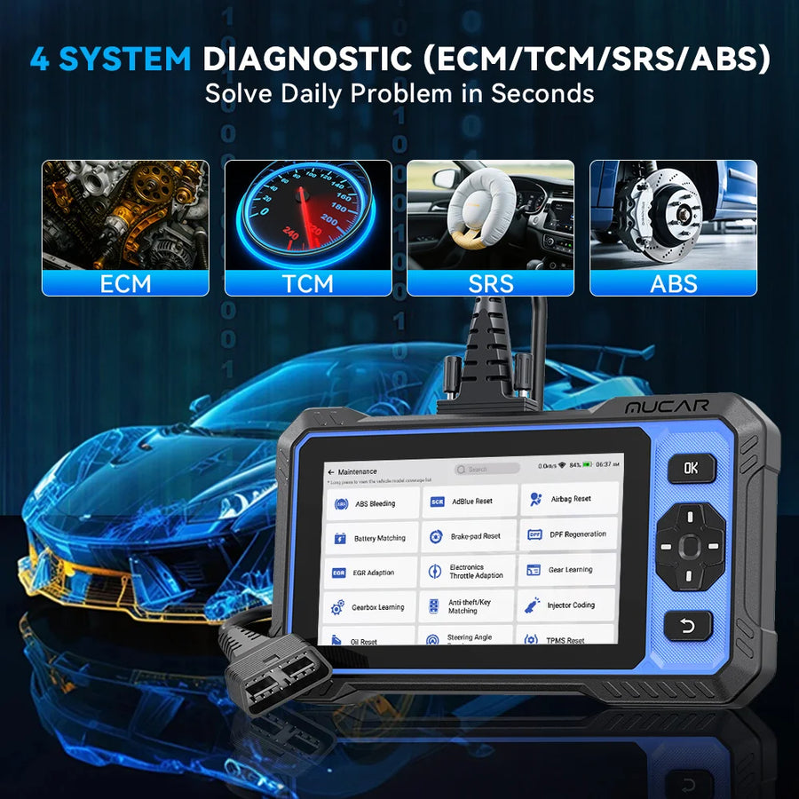 632 OBD2 Bi-Directional Diagnostic Scanner – 4-System / 15-Service