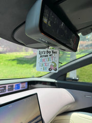 Cute Frog On Pink Scooter Anxiety Quote Hanging Car Air Freshener