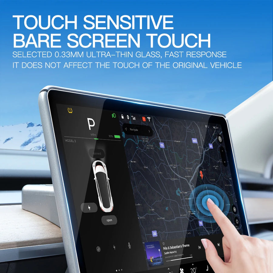 Rear Center Tempered-Glass Screen Protector for Tesla Model 3/Y Highland and Juniper