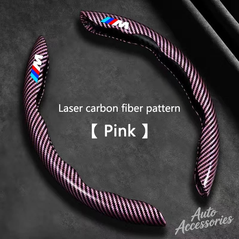 2-Piece M-Style Carbon-Fiber-Pattern Steering Wheel Cover