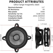 3.5-Inch 300W Carbon-Fiber Car Speakers