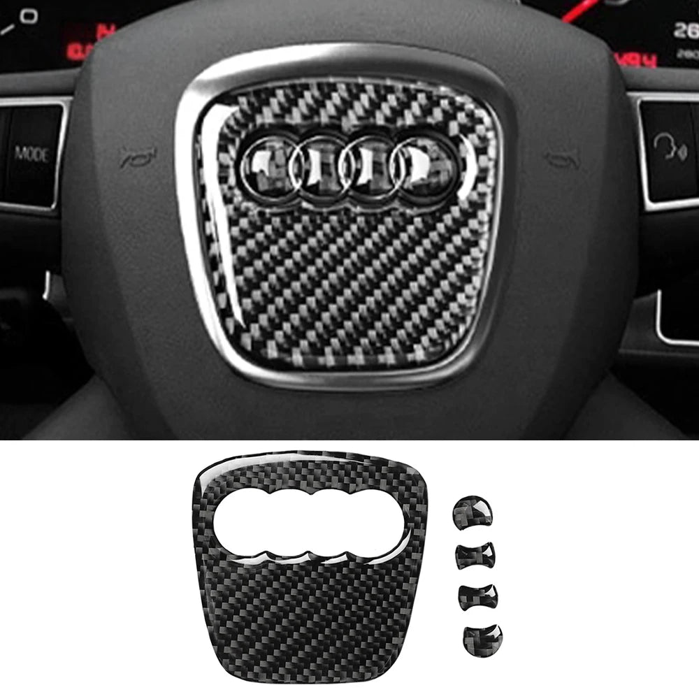 Carbon-Fiber-Style Steering Wheel Ring Trim for Select Audi Models