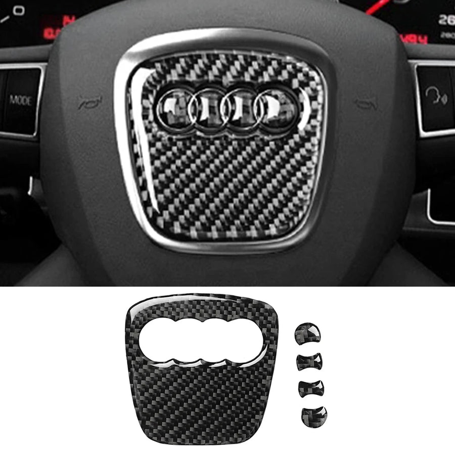 Carbon-Fiber-Style Steering Wheel Ring Trim for Select Audi Models