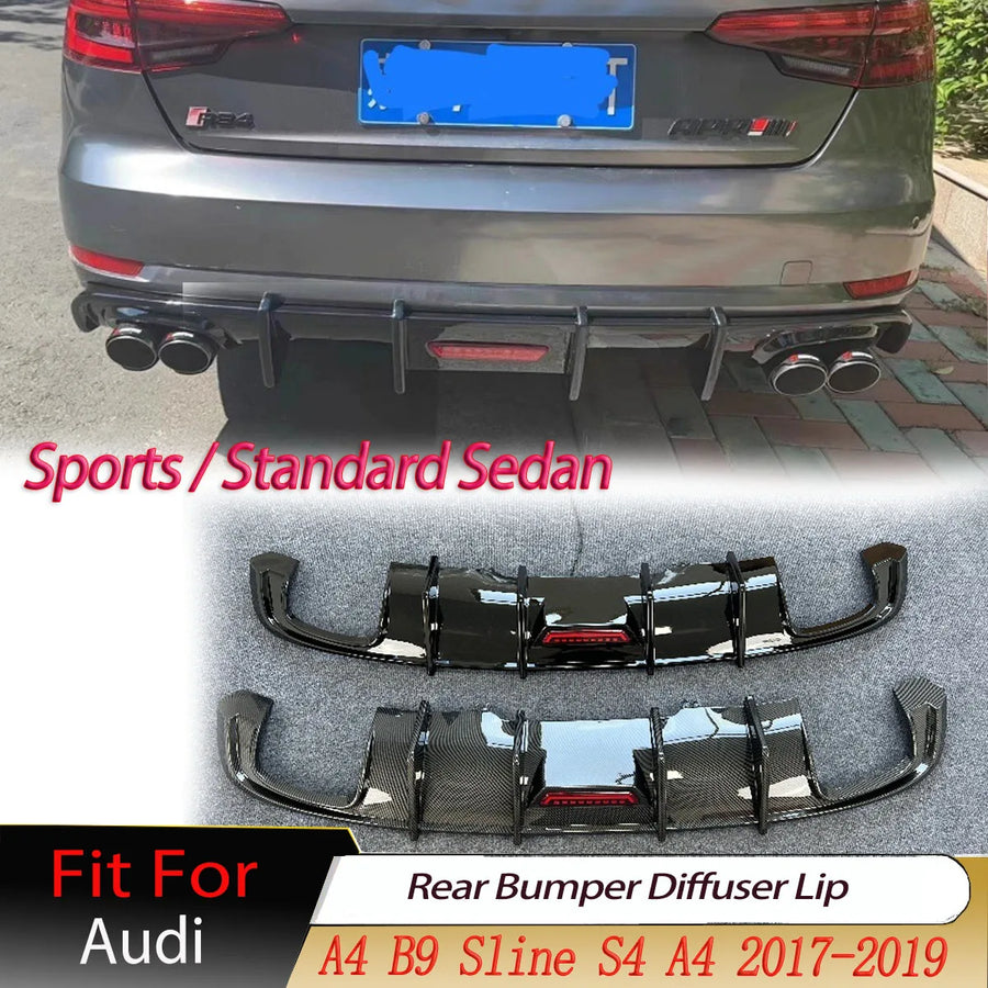 Rear Bumper Diffuser for Audi A4/S4 B9 Sedan 2017-2019