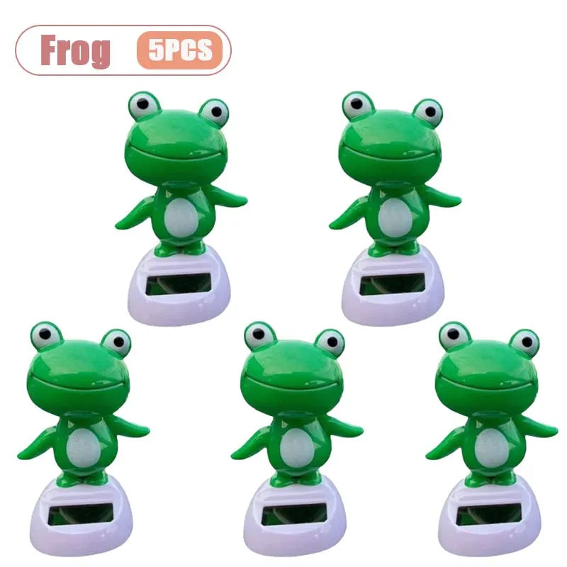 1 10pc Solar Powered Car Dashboard Ornament Cute Animal Frog Bobble Head Toy Decoration Gift