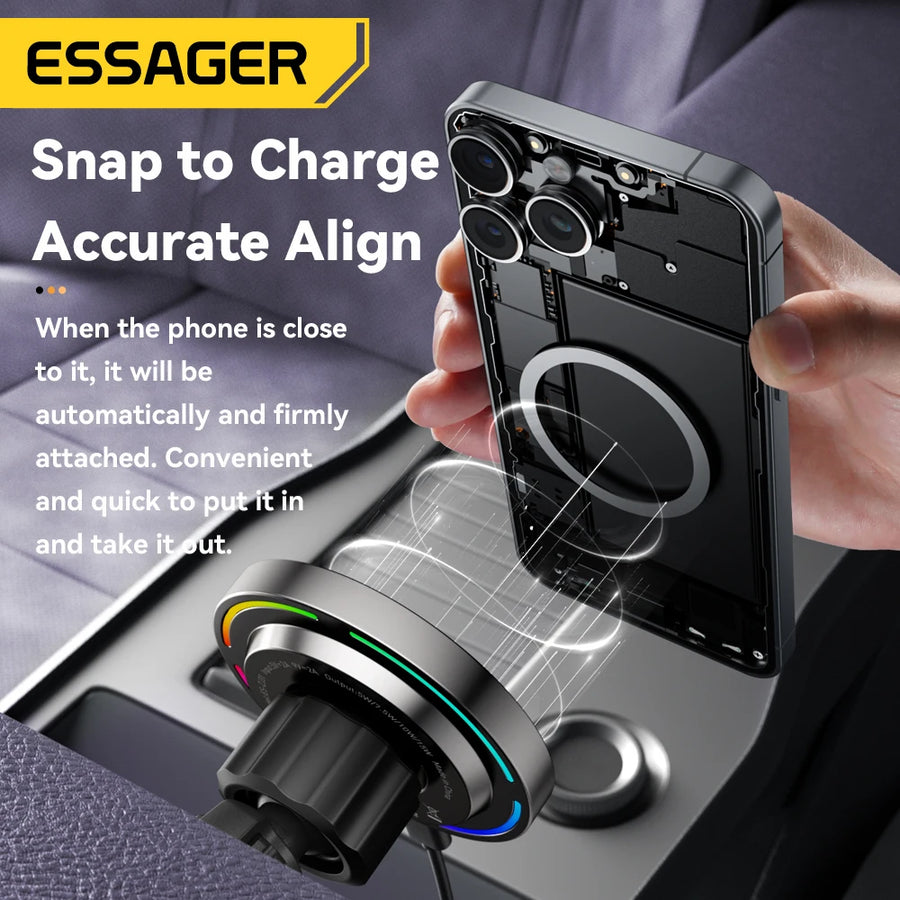 Essager 15W Wireless Charging Magnetic Car Phone Mount