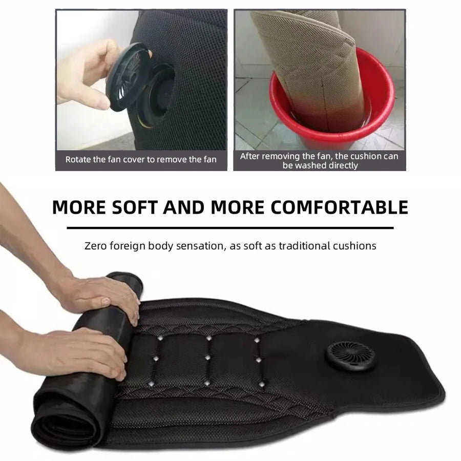 Universal 12V/24V Ventilated Cooling Car Seat Cushion