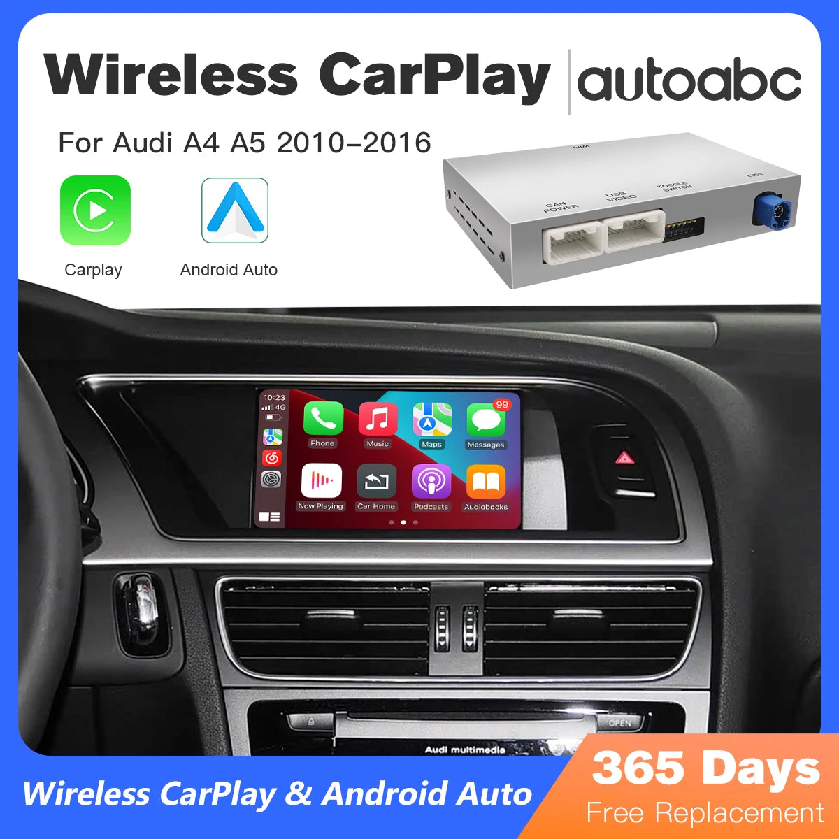 Wireless CarPlay and Android Auto Interface for Audi A4, A5, Q5 and S5 2008–2016