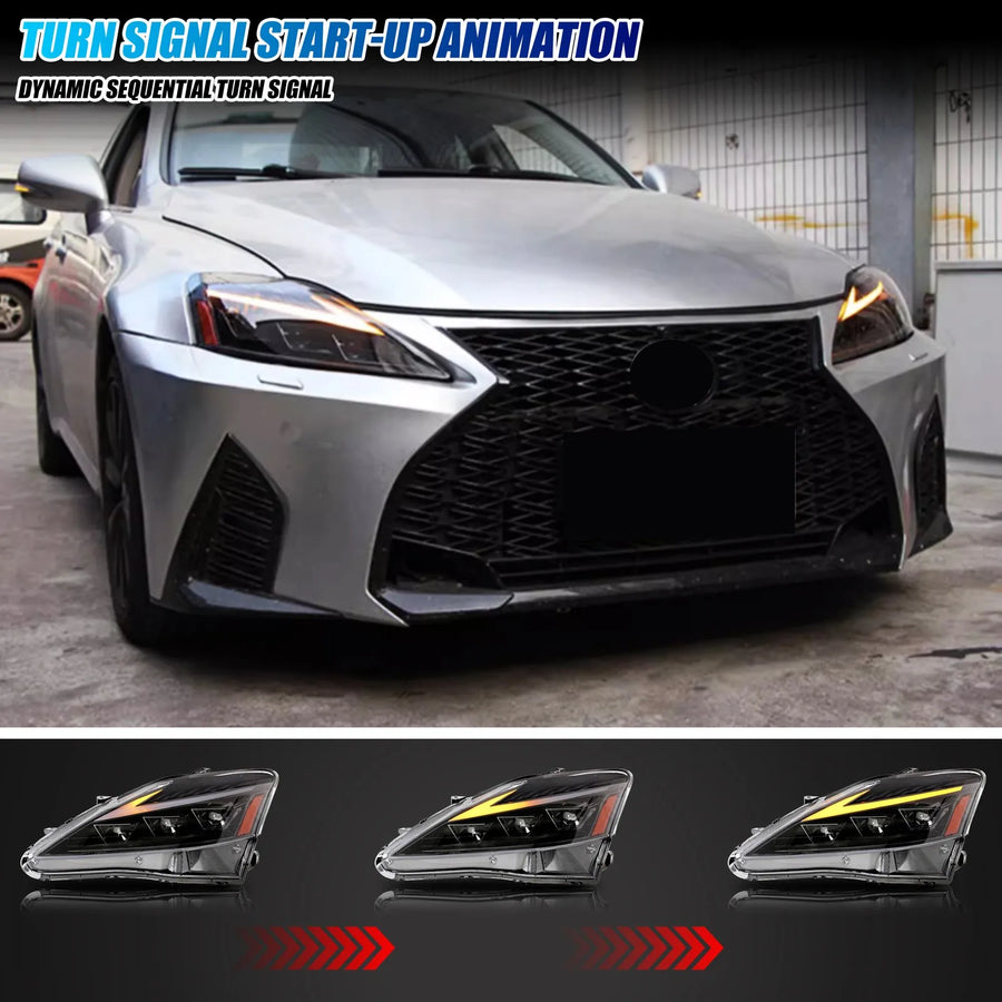 Lexus IS250/IS350/IS F Triple-Projector LED Headlight Pair – 2006–2013