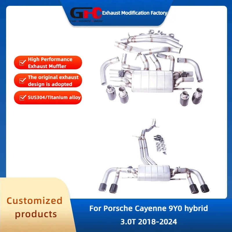 304 Stainless Steel Cat-Back Exhaust System for Porsche Cayenne 9Y0 Hybrid 3.0T 2018-2024
